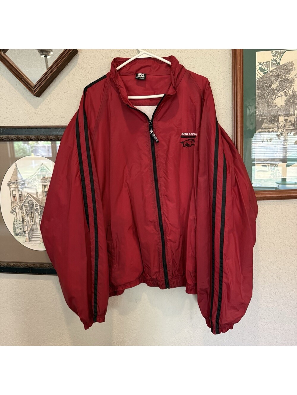 Vintage 90s University Of Arkansas Razorbacks Red Starter Jacket Size Mens 3XL